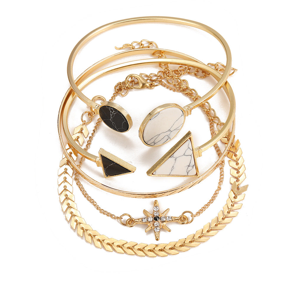 Wholesale Octagonal Arrow Alloy Bracelet Set of 5